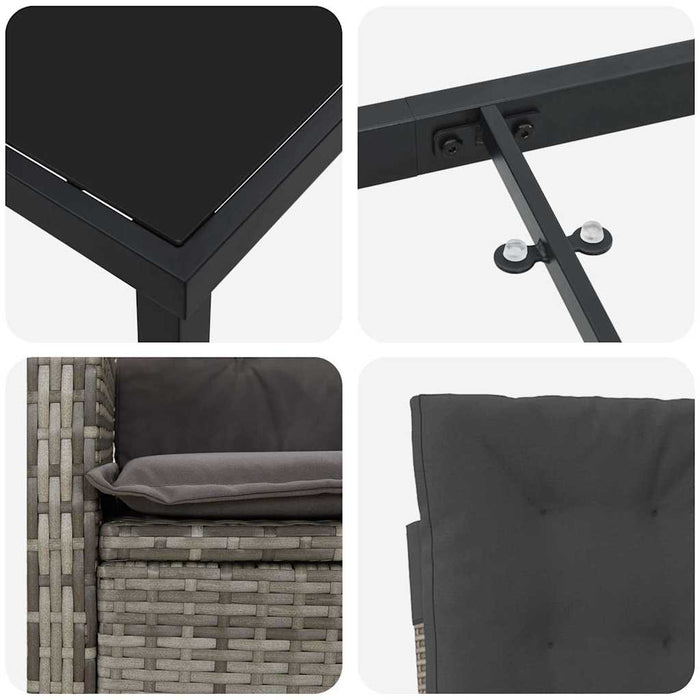 Set de masă pentru grădină cu pernă 7 pcs Gri poliratan - WALTI WALTI