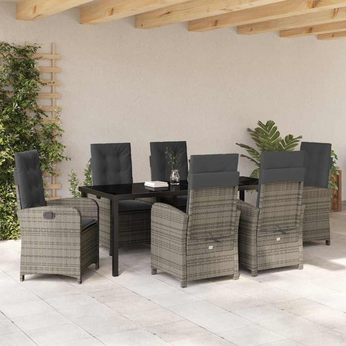 Set de masă pentru grădină cu pernă 7 pcs Gri poliratan - WALTI WALTI