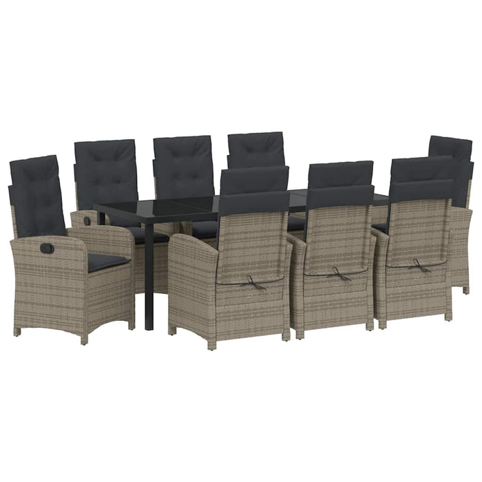 Set de masă pentru grădină cu pernă 9 pcs Gri poliratan - WALTI WALTI