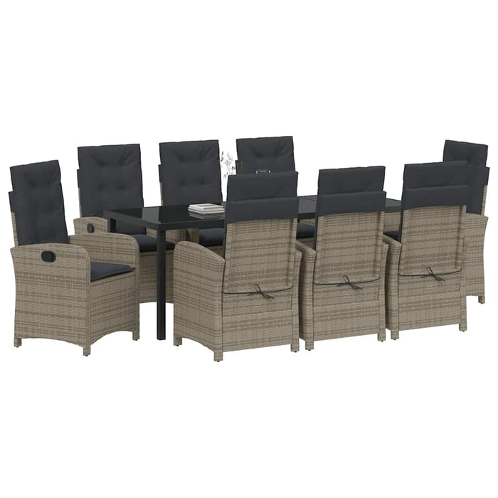 Set de masă pentru grădină cu pernă 9 pcs Gri poliratan - WALTI WALTI