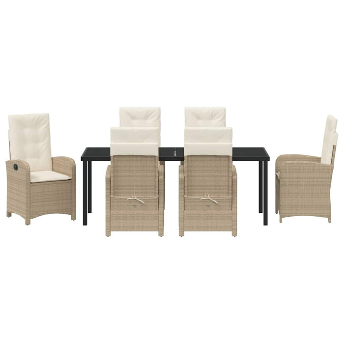 Set de masă pentru grădină cu pernă 7 pcs Bej poliratan - WALTI WALTI