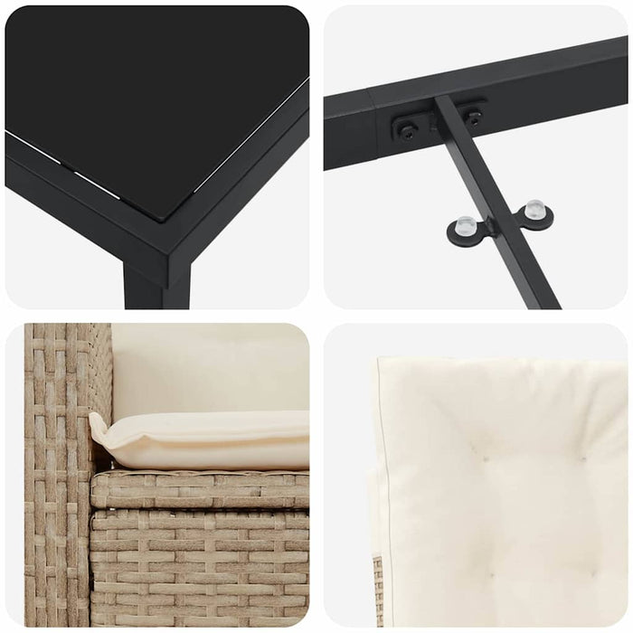 Set de masă pentru grădină cu pernă 9 pcs Bej poliratan - WALTI WALTI