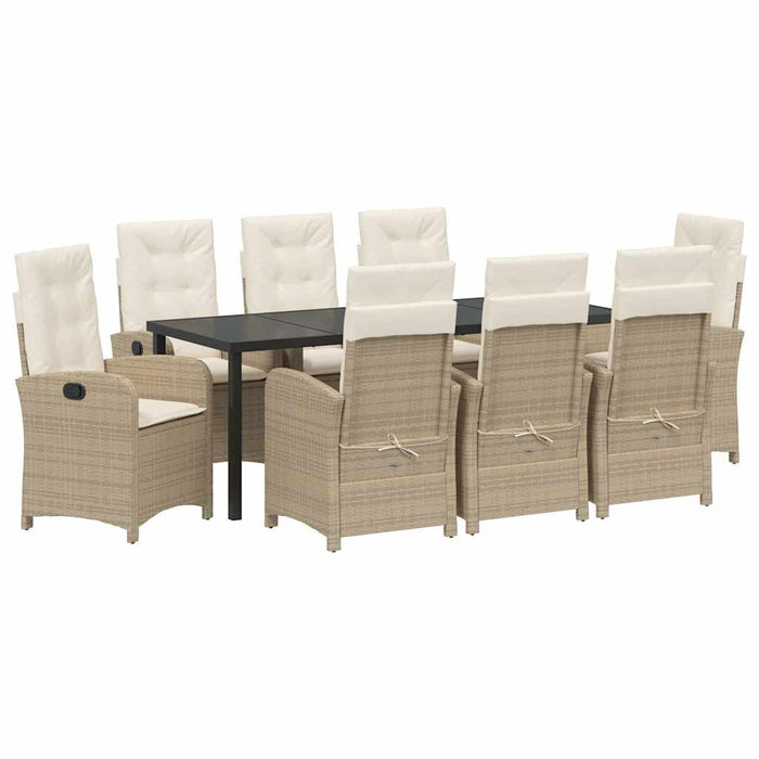 Set de masă pentru grădină cu pernă 9 pcs Bej poliratan - WALTI WALTI
