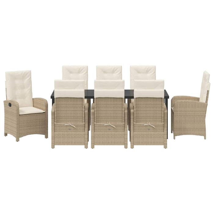 Set de masă pentru grădină cu pernă 9 pcs Bej poliratan - WALTI WALTI