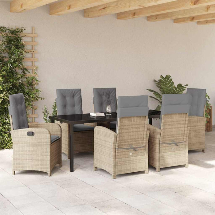 Set de masă pentru grădină cu pernă 7 pcs Bej poliratan - WALTI WALTI