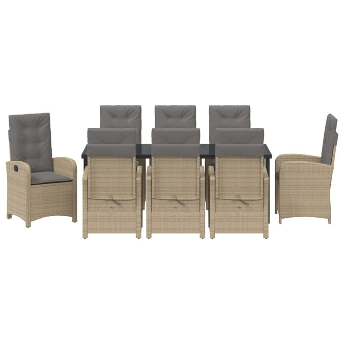 Set de masă pentru grădină cu pernă 9 pcs Bej poliratan - WALTI WALTI