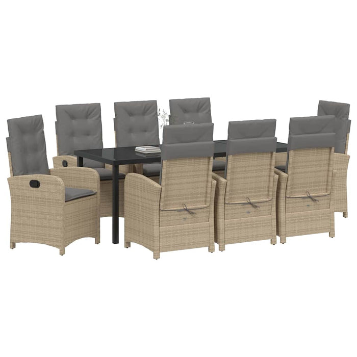 Set de masă pentru grădină cu pernă 9 pcs Bej poliratan - WALTI WALTI