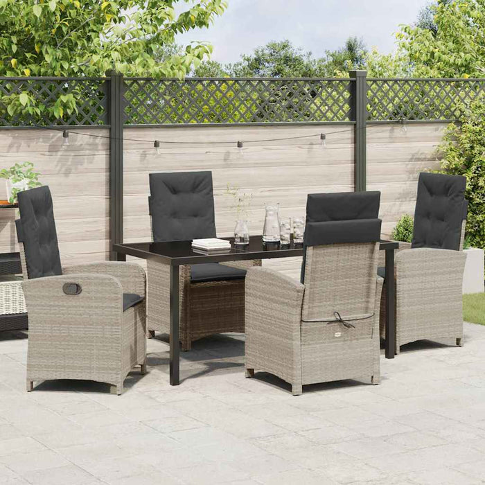 Set de masă pentru grădină cu pernă 5 pcs Gri deschis poliratan - WALTI WALTI