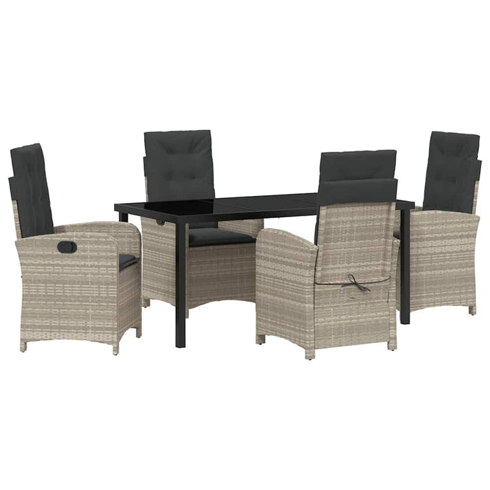 Set de masă pentru grădină cu pernă 5 pcs Gri deschis poliratan - WALTI WALTI