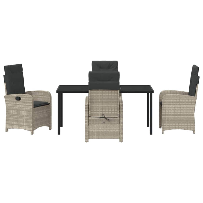 Set de masă pentru grădină cu pernă 5 pcs Gri deschis poliratan - WALTI WALTI