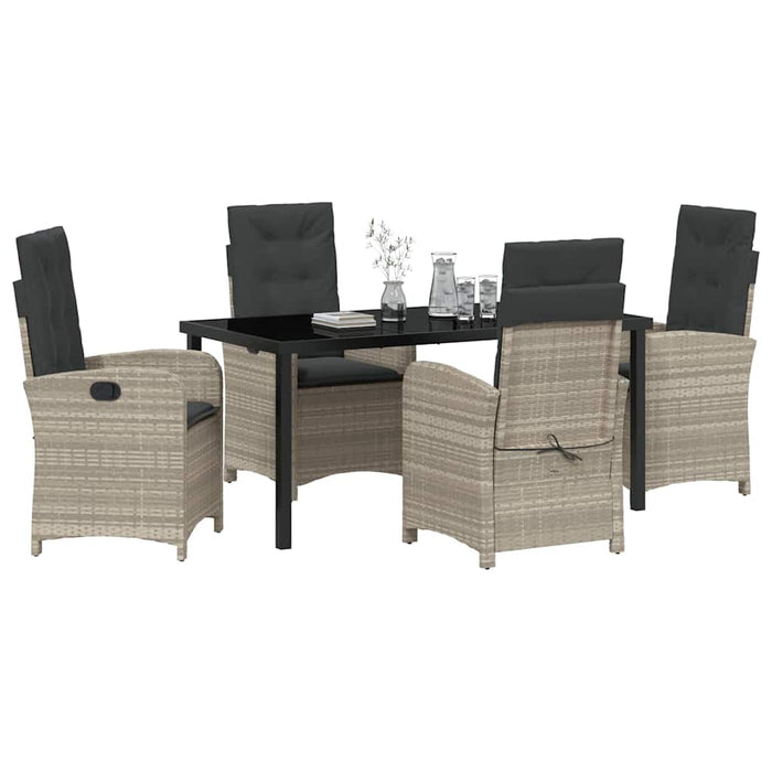 Set de masă pentru grădină cu pernă 5 pcs Gri deschis poliratan - WALTI WALTI