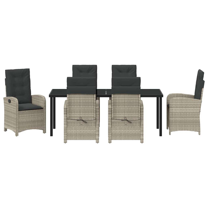 Set de masă pentru grădină cu pernă 7 pcs Gri deschis poliratan - WALTI WALTI