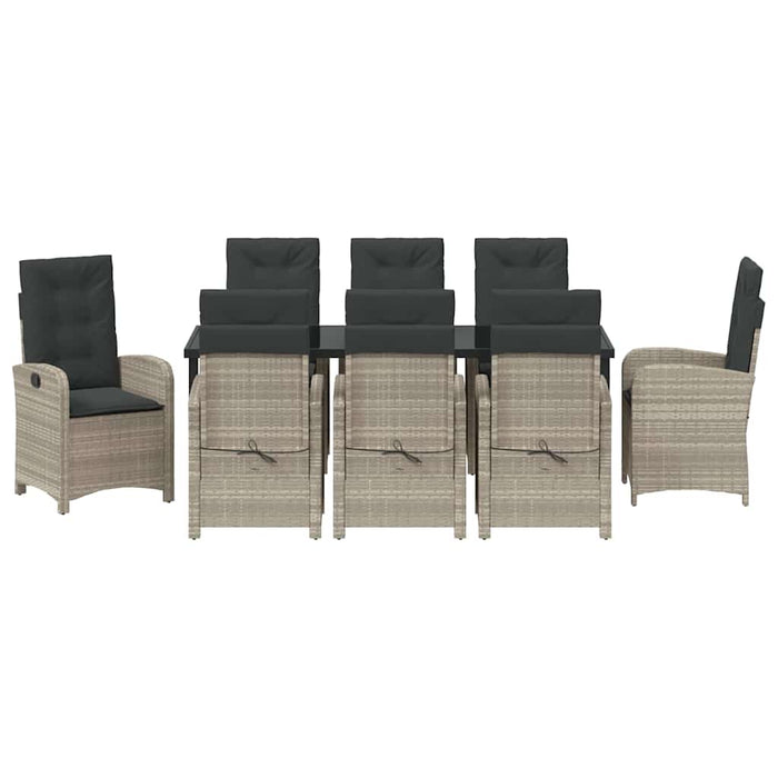 Set de masă pentru grădină cu pernă 9 pcs Gri deschis poliratan - WALTI WALTI