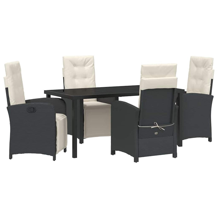 Set de masă pentru grădină cu pernă 5 pcs Negru poliratan - WALTI WALTI