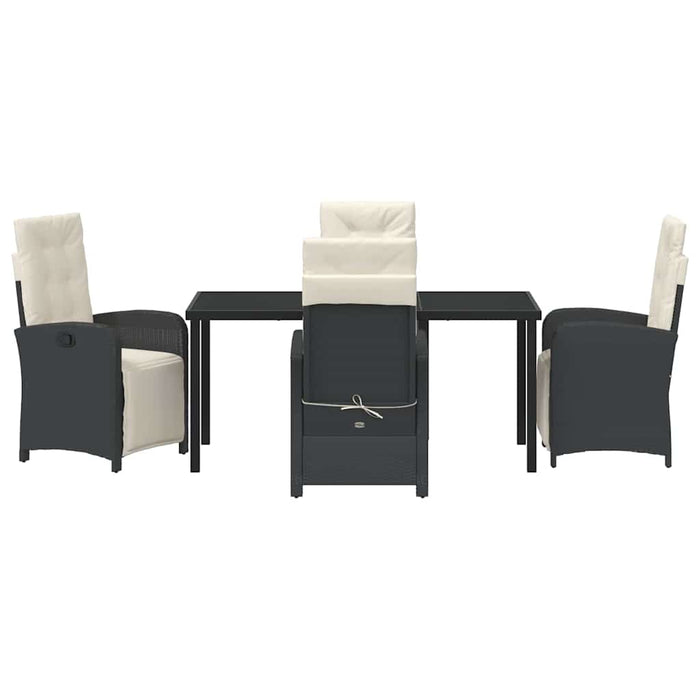 Set de masă pentru grădină cu pernă 5 pcs Negru poliratan - WALTI WALTI