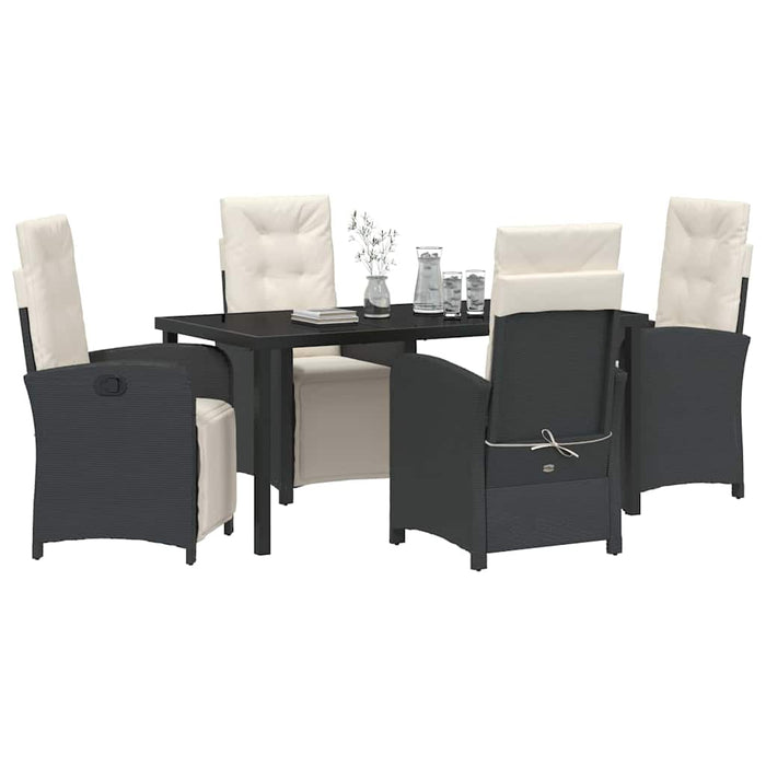 Set de masă pentru grădină cu pernă 5 pcs Negru poliratan - WALTI WALTI