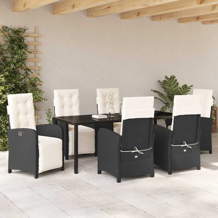 Set de masă pentru grădină cu pernă 7 pcs Negru poliratan - WALTI WALTI