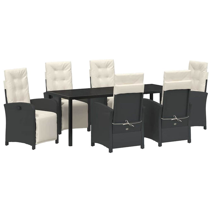 Set de masă pentru grădină cu pernă 7 pcs Negru poliratan - WALTI WALTI