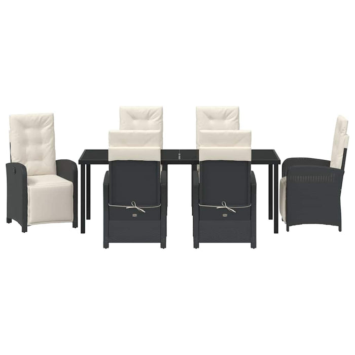 Set de masă pentru grădină cu pernă 7 pcs Negru poliratan - WALTI WALTI