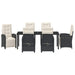 Set de masă pentru grădină cu pernă 7 pcs Negru poliratan - WALTI WALTI