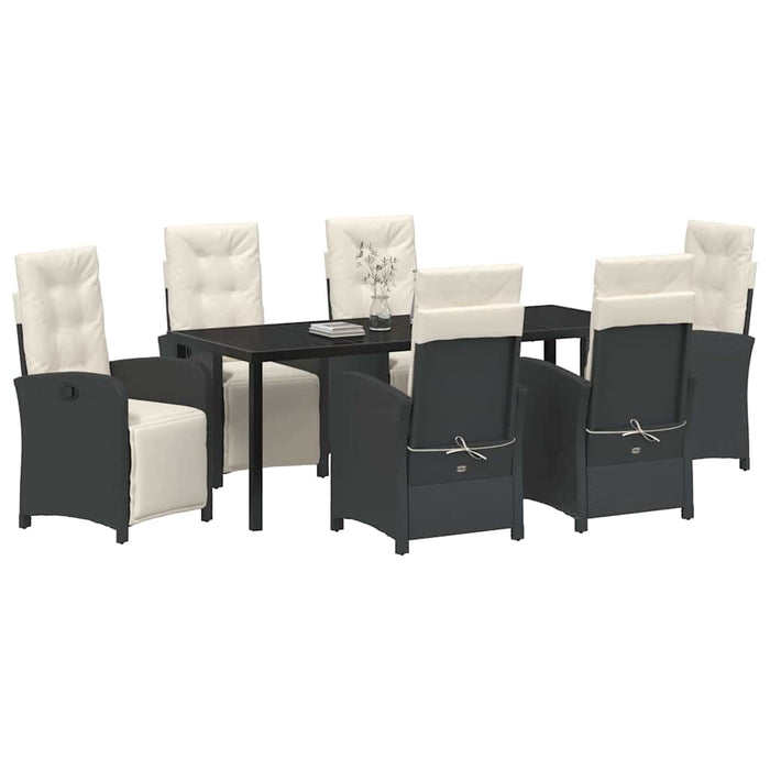 Set de masă pentru grădină cu pernă 7 pcs Negru poliratan - WALTI WALTI