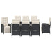 Set de masă pentru grădină cu pernă 9 pcs Negru poliratan - WALTI WALTI