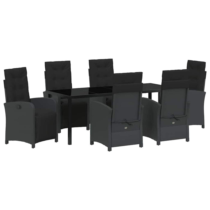 Set de masă pentru grădină cu pernă 7 pcs Negru poliratan - WALTI WALTI