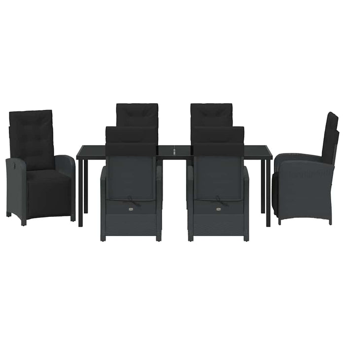 Set de masă pentru grădină cu pernă 7 pcs Negru poliratan - WALTI WALTI