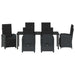 Set de masă pentru grădină cu pernă 7 pcs Negru poliratan - WALTI WALTI