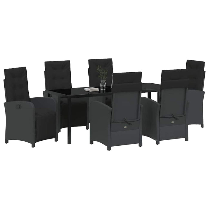 Set de masă pentru grădină cu pernă 7 pcs Negru poliratan - WALTI WALTI