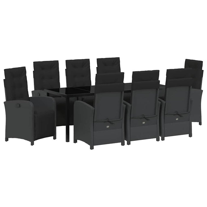 Set de masă pentru grădină cu pernă 9 pcs Negru poliratan - WALTI WALTI