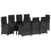 Set de masă pentru grădină cu pernă 9 pcs Negru poliratan - WALTI WALTI