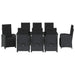 Set de masă pentru grădină cu pernă 9 pcs Negru poliratan - WALTI WALTI