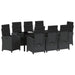 Set de masă pentru grădină cu pernă 9 pcs Negru poliratan - WALTI WALTI