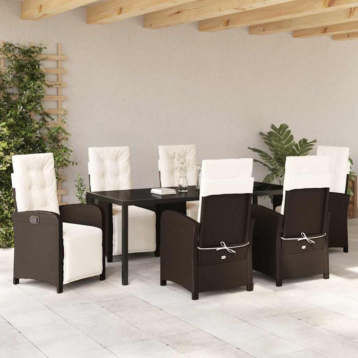 Set de masă pentru grădină cu pernă 7 pcs Maro poliratan - WALTI WALTI