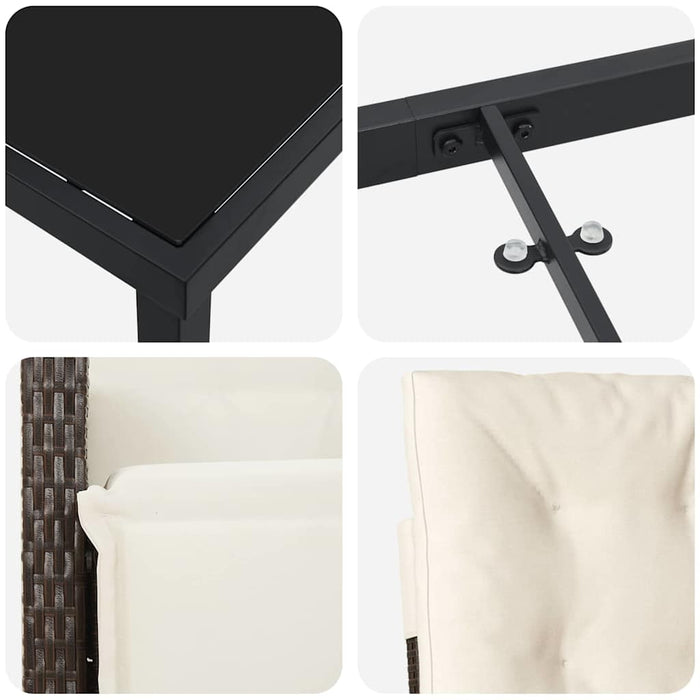 Set de masă pentru grădină cu pernă 9 pcs Maro poliratan - WALTI WALTI