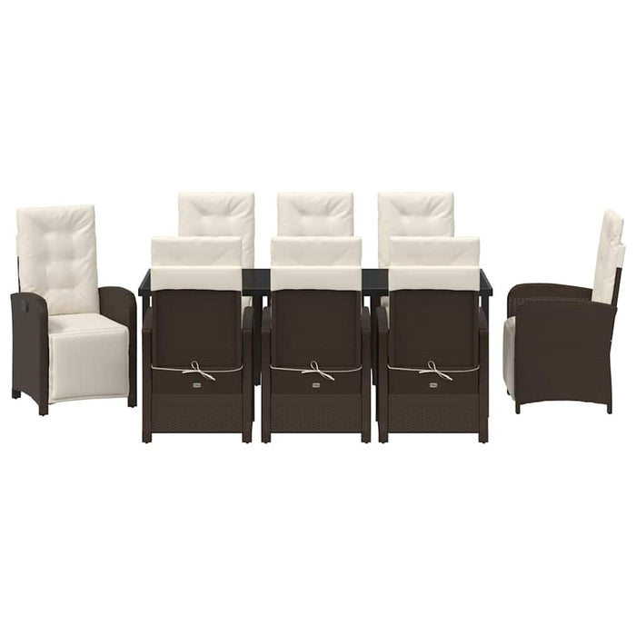 Set de masă pentru grădină cu pernă 9 pcs Maro poliratan - WALTI WALTI