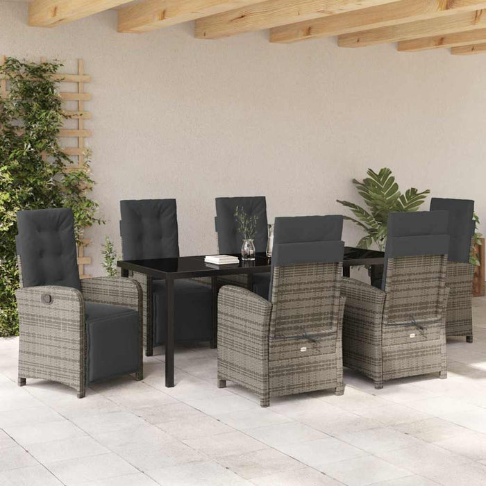 Set de masă pentru grădină cu pernă 7 pcs Gri poliratan - WALTI WALTI