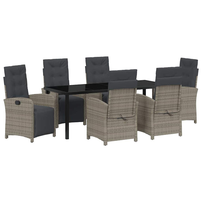 Set de masă pentru grădină cu pernă 7 pcs Gri poliratan - WALTI WALTI