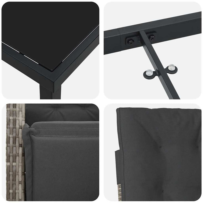 Set de masă pentru grădină cu pernă 9 pcs Gri poliratan - WALTI WALTI
