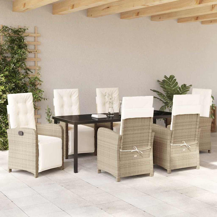 Set de masă pentru grădină cu pernă 7 pcs Bej poliratan - WALTI WALTI