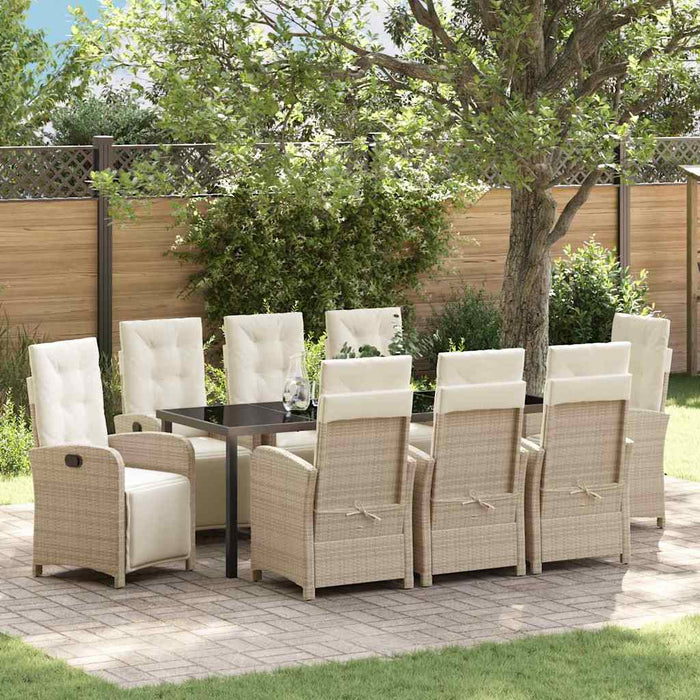 Set de masă pentru grădină cu pernă 9 pcs Bej poliratan - WALTI WALTI