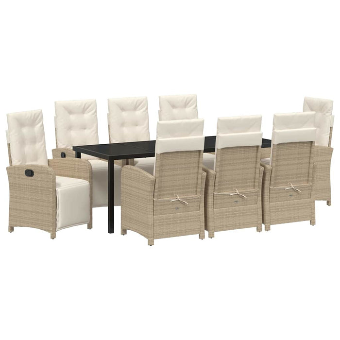 Set de masă pentru grădină cu pernă 9 pcs Bej poliratan - WALTI WALTI