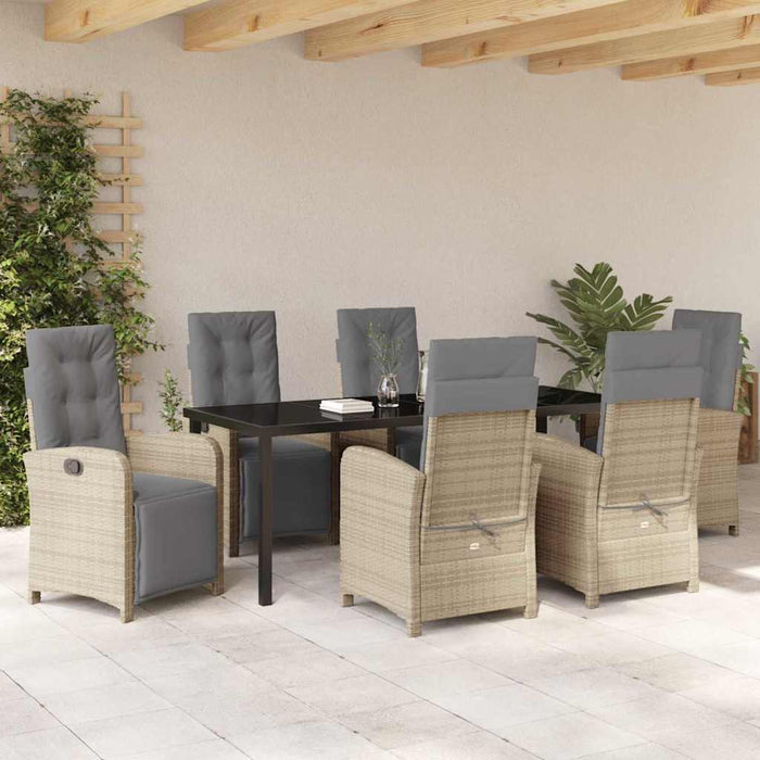 Set de masă pentru grădină cu pernă 7 pcs Bej poliratan - WALTI WALTI