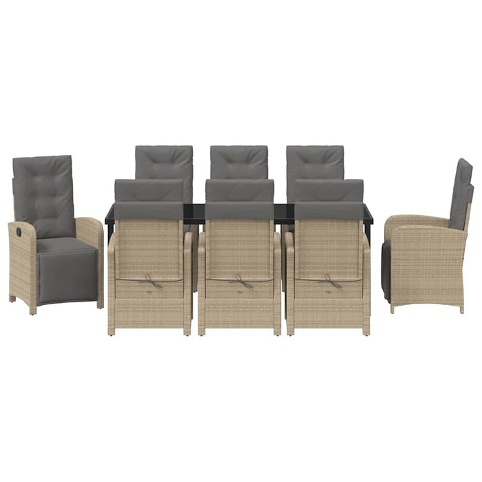 Set de masă pentru grădină cu pernă 9 pcs Bej poliratan - WALTI WALTI
