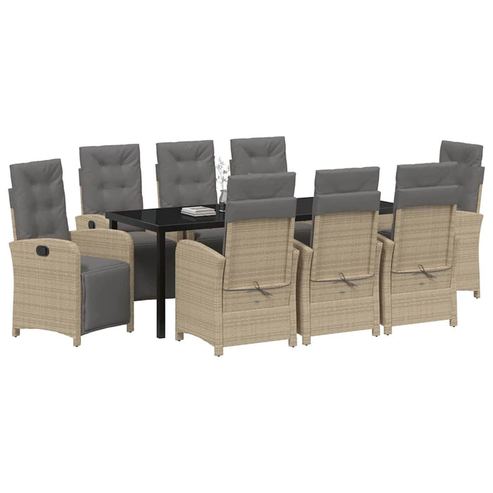 Set de masă pentru grădină cu pernă 9 pcs Bej poliratan - WALTI WALTI