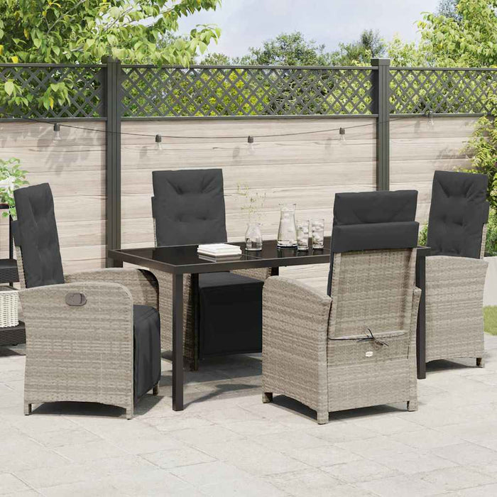 Set de masă pentru grădină cu pernă 5 pcs Gri deschis poliratan - WALTI WALTI