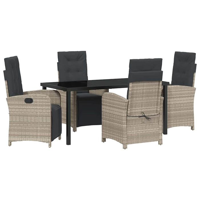 Set de masă pentru grădină cu pernă 5 pcs Gri deschis poliratan - WALTI WALTI