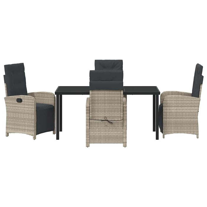 Set de masă pentru grădină cu pernă 5 pcs Gri deschis poliratan - WALTI WALTI