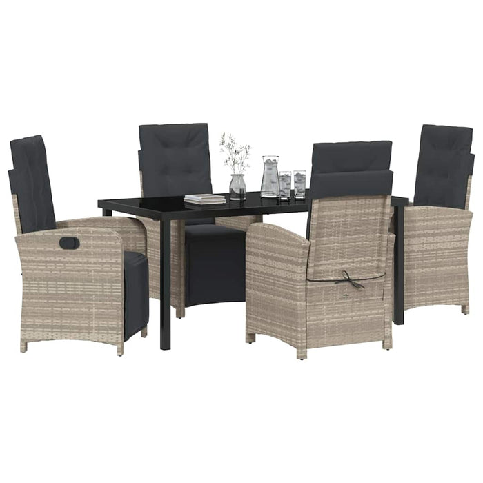 Set de masă pentru grădină cu pernă 5 pcs Gri deschis poliratan - WALTI WALTI
